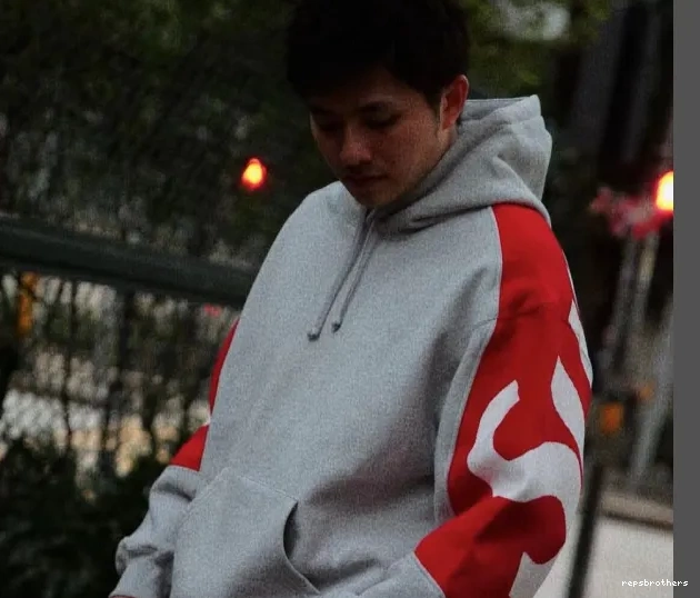 LOGO LOGO BIG L S Black Grey JACQUARD HOODED Hoodie Sweatshirt M XL Back Big SWEATSHIRT 0805